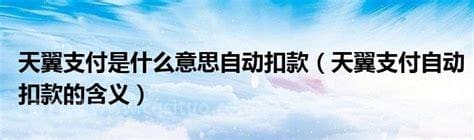 天翼支付是什么意思自动扣款