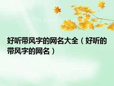 带风字的网名