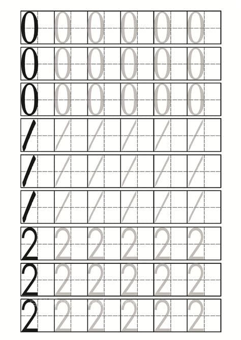 1到10数字田字格写法