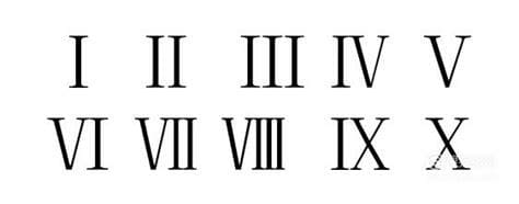 罗马数字1到10