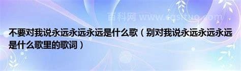 别对我说永远永远永远是什么歌 别对我说永远永远永远是那首歌歌词