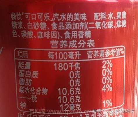 可口可乐的营养成分含量表