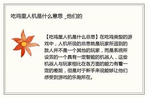 吃鸡人机是什么意思