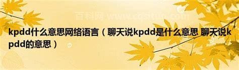 聊天说kpdd是什么意思？