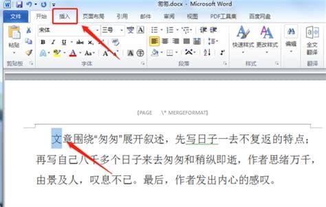 Word2010中首字下沉在什么选项卡中