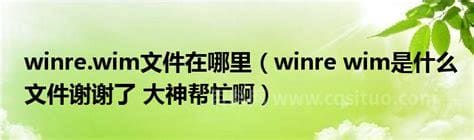 winre.wim是什么文件