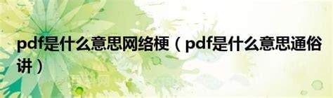 pdf是什么意思通俗讲 pdf具体是什么意思