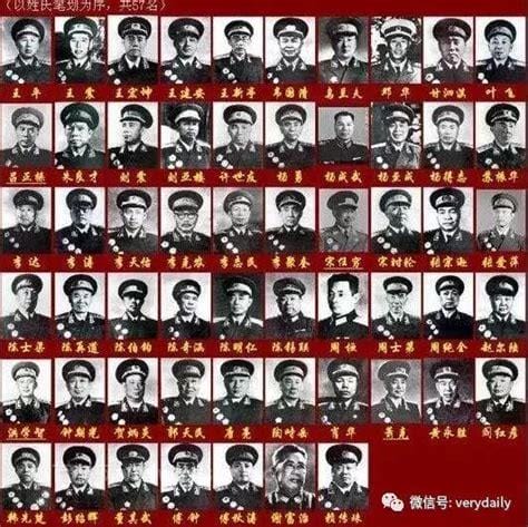 1955年中国开国上将排名，新中国的57位开国上将名单