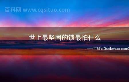 世上最坚固的锁最怕什么