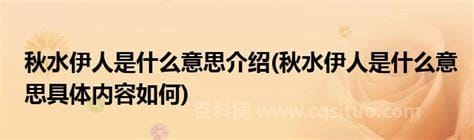 秋水伊人什么意思