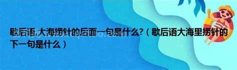 大海捞针一一歇后语