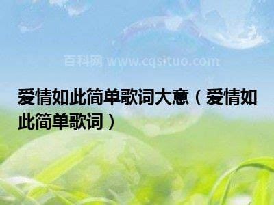 爱情如此简单歌词