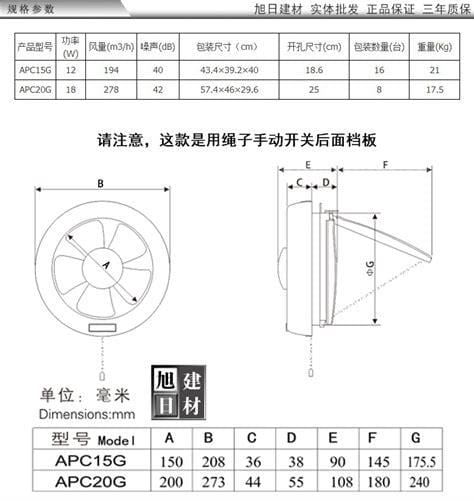 10寸排气扇尺寸规格表