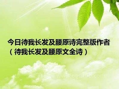 我已长发及腰原诗完整版