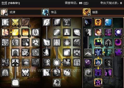 魔兽世界巫妖王之怒暗牧pve、PVP天赋