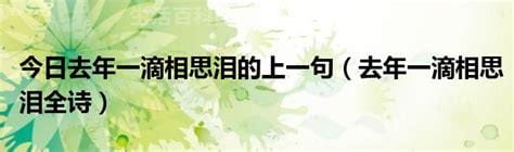 去年一滴相思泪 去年一滴相思泪 至